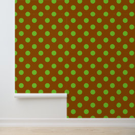 Groovy Stippenpatroon - Bruin & Limoengroen Behang