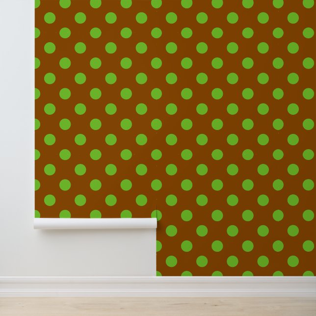 Groovy Stippenpatroon - Bruin & Limoengroen Behang (Applicatie)
