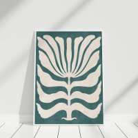 Groovy Stof Teal Abstracte Bloem Muurkunst