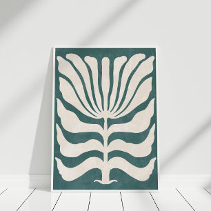 Groovy Stof Teal Abstracte Bloem Muurkunst Poster