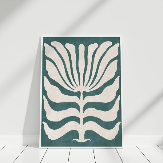 Groovy Stof Teal Abstracte Bloem Muurkunst Poster