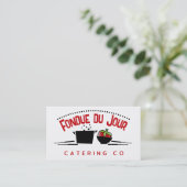 Groovy stomen fondue pot catering visitekaartjes (Staand voorkant)