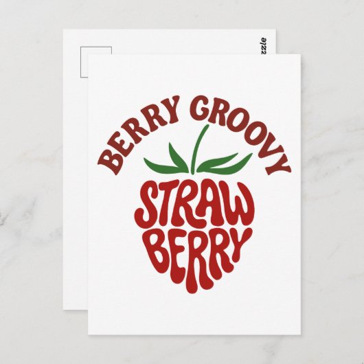 Groovy Strawberry Retro 70s Vibes Briefkaart (Voorkant / Achterkant)
