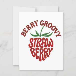 Groovy Strawberry Retro 70s Vibes Briefkaart