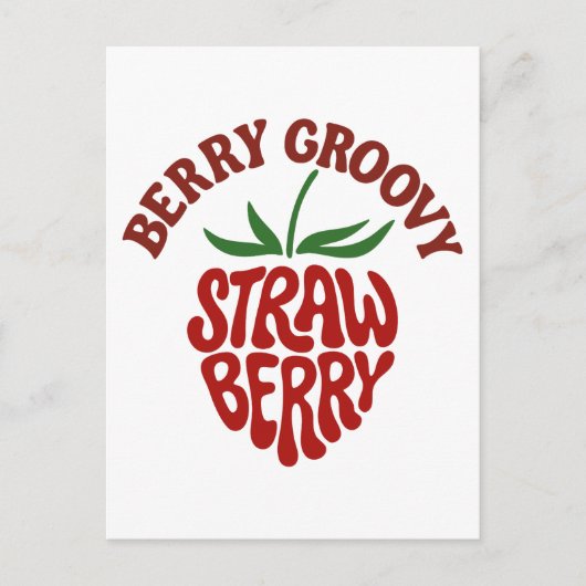 Groovy Strawberry Retro 70s Vibes Briefkaart (Voorkant)