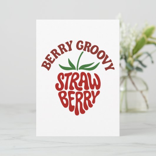 Groovy Strawberry Retro 70s Vibes Kaart (Staand voorkant)