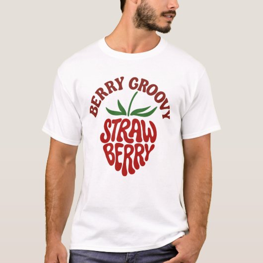 Groovy Strawberry Retro 70s Vibes T-shirt (Voorkant)