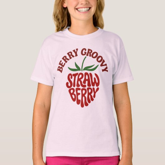 Groovy Strawberry Retro 70s Vibes T-shirt (Voorkant)