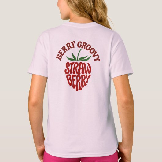 Groovy Strawberry Retro 70s Vibes T-shirt (Achterkant)