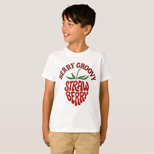 Groovy Strawberry Retro 70s Vibes T-shirt (Voorkant volledig)