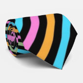 Groovy Strepen Design Zijden Stropdas (Opgerold)