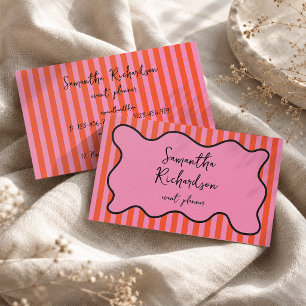 Groovy Strepen Kersroze Handgeschreven Retro Meisj Visitekaartje