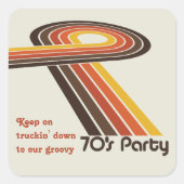 Groovy Stripes 70s Vierkante Sticker (Voorkant)