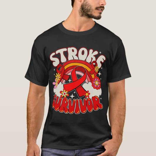 Groovy Stroke Survivor Stroke Awareness Month T-shirt (Voorkant)