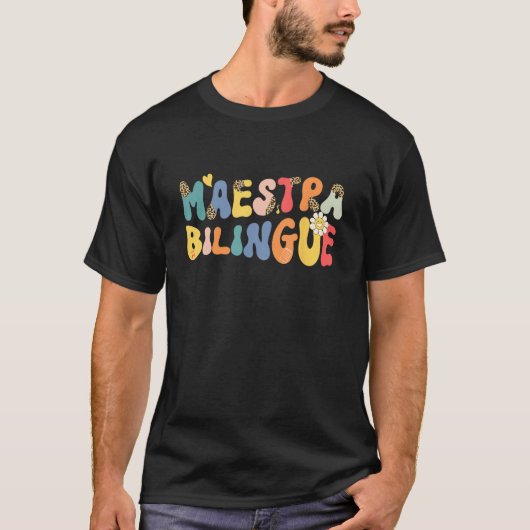Groovy Style Maestra Bilingue  Spanish Teacher T-shirt (Voorkant)