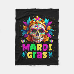 Groovy Sugar Skull Jester Kostuum Mardi Gras Manne Fleece Deken