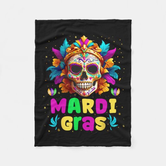 Groovy Sugar Skull Jester Kostuum Mardi Gras Manne Fleece Deken (Voorkant)