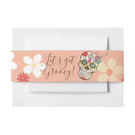 Groovy Sugar Skull Soft Colors Retrobloemen Uitnodigingen Wikkel