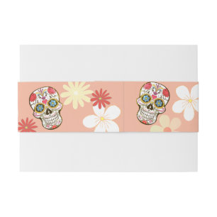 Groovy Suiker Schedel Zachte Kleuren Retro bloemen Uitnodigingen Wikkel