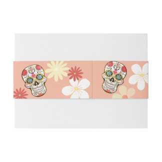Groovy Suiker Schedel Zachte Kleuren Retro bloemen Uitnodigingen Wikkel