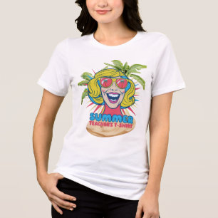 Groovy Summer Vibes Smiley T-shirt voor docenten
