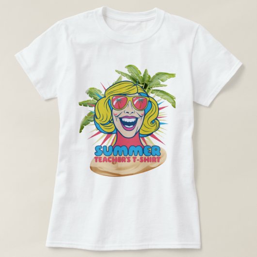 Groovy Summer Vibes Smiley T-shirt voor docenten (Design voorkant)