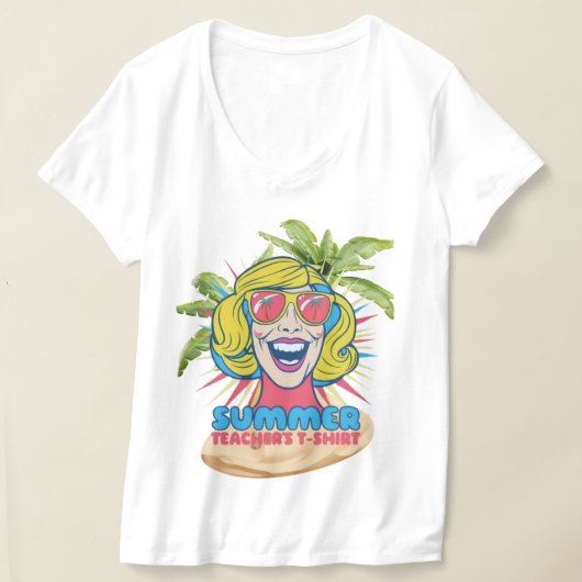 Groovy Summer Vibes Smiley T-shirt voor docenten (Laagn)