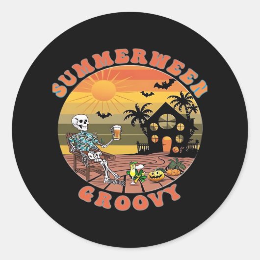 Groovy Summerween voor verfrissende Heat Classic Ronde Sticker (Voorkant)