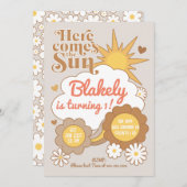 Groovy Sunshine Birthday Invitation Kaart (Voorkant / Achterkant)