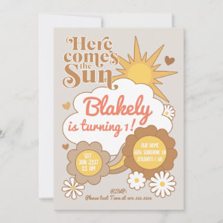 Groovy Sunshine Birthday Invitation Kaart