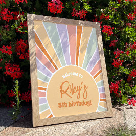 Groovy Sunshine Meisje Verjaardagsfeestje Welkomst Poster