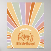 Groovy Sunshine Meisje Verjaardagsfeestje Welkomst Poster (Voorkant)