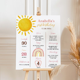 Groovy Sunshine Rainbow Birthday Milestone Poster