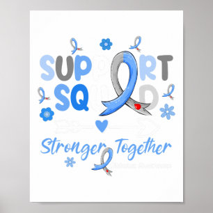 Groovy Support Squad Blue Ribbon Diabetes Awarenes Poster