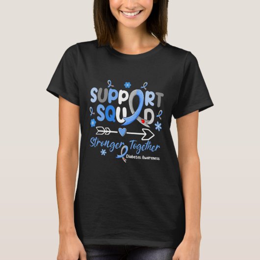 Groovy Support Squad Blue Ribbon Diabetes Awarenes T-shirt (Voorkant)
