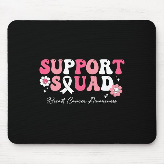Groovy Support Squad Borstkanker Bewustzijn Wit Muismat (Voorkant)