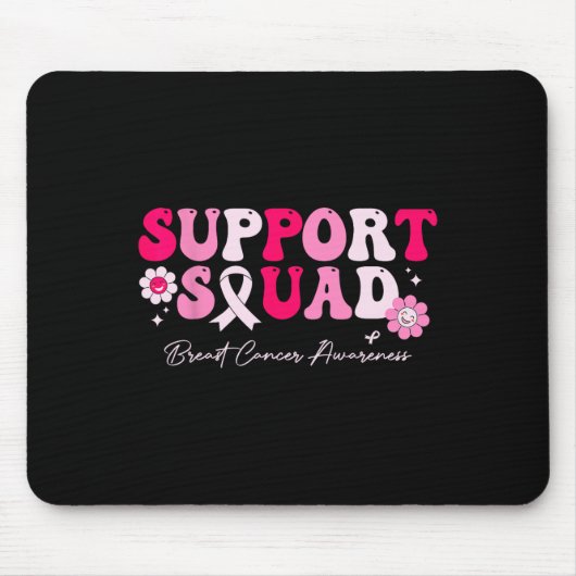Groovy Support Squad Borstkanker Bewustzijn Wit Muismat (Voorkant)