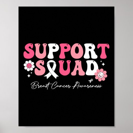 Groovy Support Squad Borstkanker Bewustzijn Wit Poster (Voorkant)