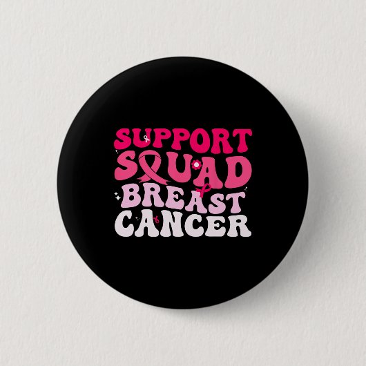 Groovy Support Squad Borstkanker Bewustzijn Wit Ronde Button 5,7 Cm (Voorkant)