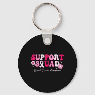 Groovy Support Squad Borstkanker Bewustzijn Wit Sleutelhanger