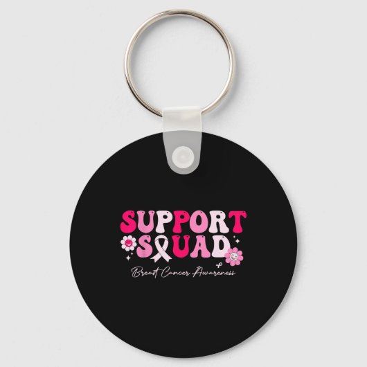 Groovy Support Squad Borstkanker Bewustzijn Wit Sleutelhanger (Voorkant)