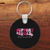 Groovy Support Squad Borstkanker Bewustzijn Wit Sleutelhanger (Voorkant)