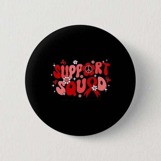 Groovy Support Squad Brain Aneurysm Awareness Gift Ronde Button 5,7 Cm (Voorkant)