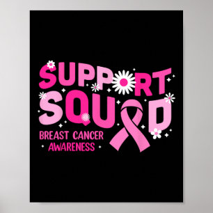 Groovy Support Squad Breast Cancer Awareness Roze Poster