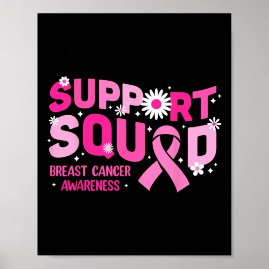 Groovy Support Squad Breast Cancer Awareness Roze Poster (Voorkant)