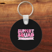 Groovy Support Squad Breast Cancer Awareness Roze Sleutelhanger (Voorkant)