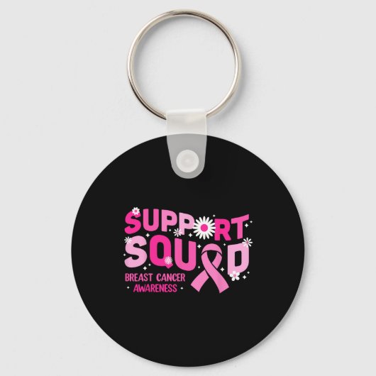 Groovy Support Squad Breast Cancer Awareness Roze Sleutelhanger (Voorkant)