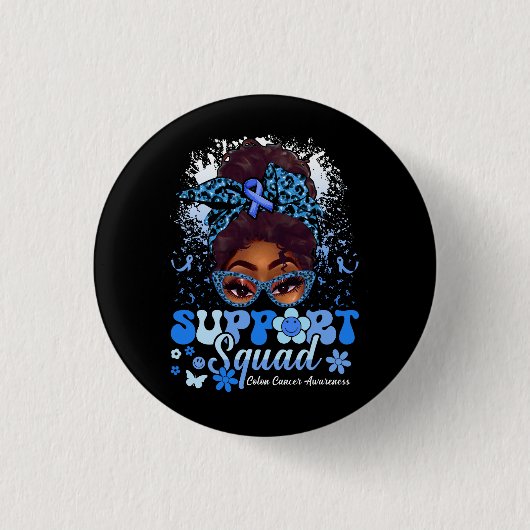Groovy Support Squad Bun Colon Cancer Awaren Ronde Button 3,2 Cm (Voorkant)