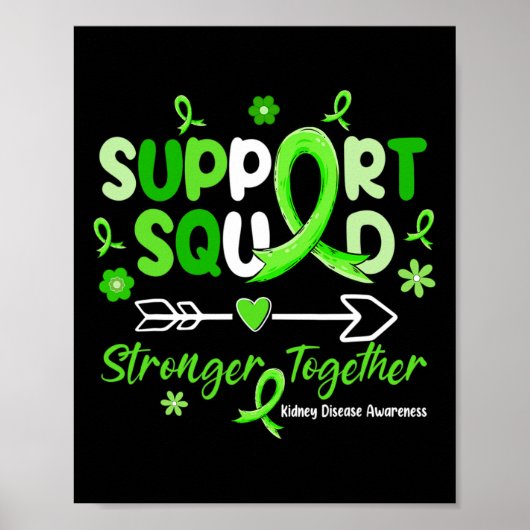 Groovy Support Squad Green Ribbon Kidney Disease Poster (Voorkant)