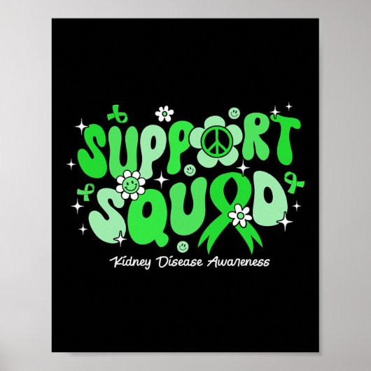 Groovy Support Squad Green Ribbon Kidney Disease Poster (Voorkant)